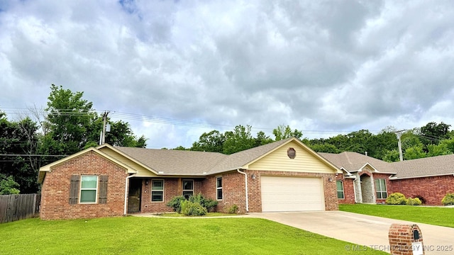 4169 Highland Dr, Tahlequah, OK 74464 - ranch-style house with a garage, brick siding, concrete driveway, and roof with shingles