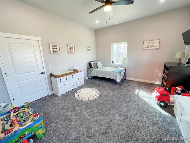 11457 N 510th Rd, Tahlequah, OK 74464 - bedroom with carpet, recessed lighting, baseboards, and a ceiling fan