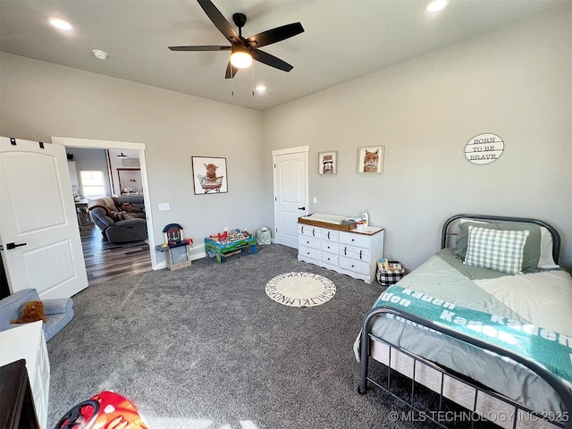 11457 N 510th Rd, Tahlequah, OK 74464 - carpeted bedroom featuring recessed lighting, baseboards, and ceiling fan