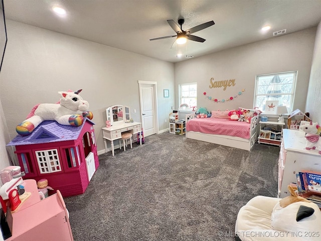 11457 N 510th Rd, Tahlequah, OK 74464 - carpeted bedroom featuring recessed lighting, ceiling fan, and baseboards