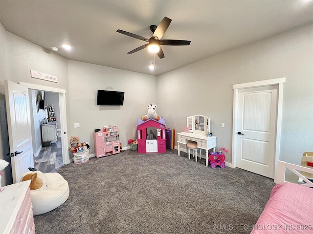 11457 N 510th Rd, Tahlequah, OK 74464 - game room featuring ceiling fan and carpet flooring