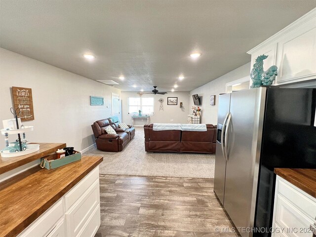 11457 N 510th Rd, Tahlequah, OK 74464 - living area with light wood-style flooring, recessed lighting, and a ceiling fan
