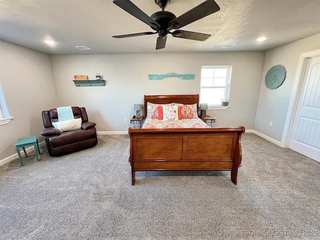 11457 N 510th Rd, Tahlequah, OK 74464 - carpeted bedroom with a textured ceiling, baseboards, a ceiling fan, and recessed lighting