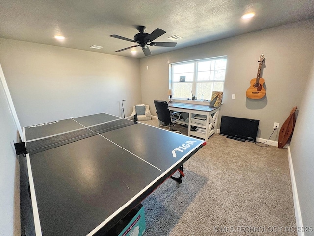 11457 N 510th Rd, Tahlequah, OK 74464 - recreation room featuring baseboards, ceiling fan, and carpet