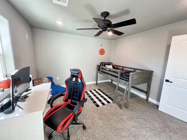 11457 N 510th Rd, Tahlequah, OK 74464 - carpeted home office with ceiling fan and baseboards