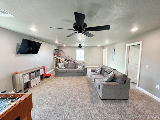 11457 N 510th Rd, Tahlequah, OK 74464 - carpeted living area with a ceiling fan, recessed lighting, and baseboards
