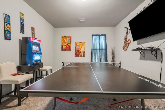 game room featuring visible vents