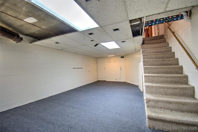 6508 W Cameron St, Sand Springs, OK 74127 - finished basement featuring stairway and concrete block wall