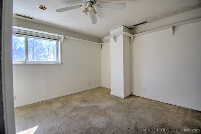 6508 W Cameron St, Sand Springs, OK 74127 - unfurnished room featuring visible vents, baseboards, carpet, and a ceiling fan