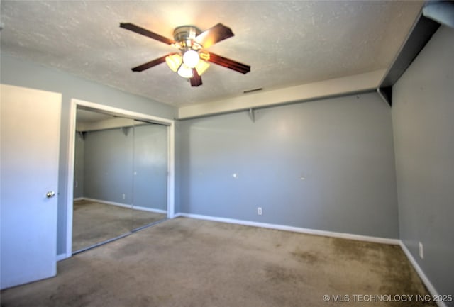 6508 W Cameron St, Sand Springs, OK 74127 - unfurnished bedroom with visible vents, baseboards, carpet flooring, a closet, and a textured ceiling