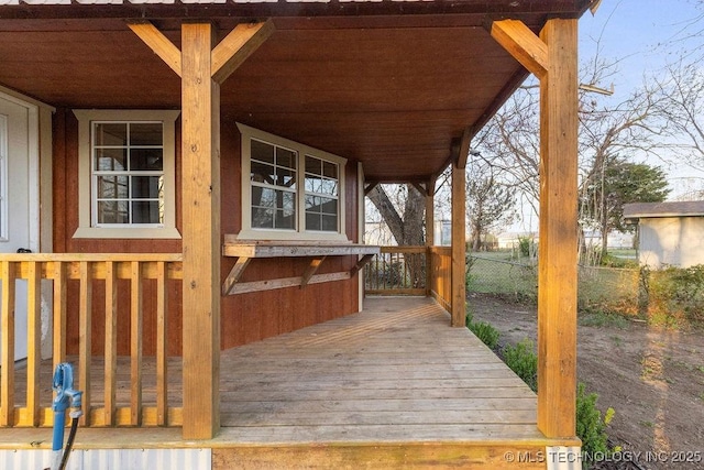deck featuring fence