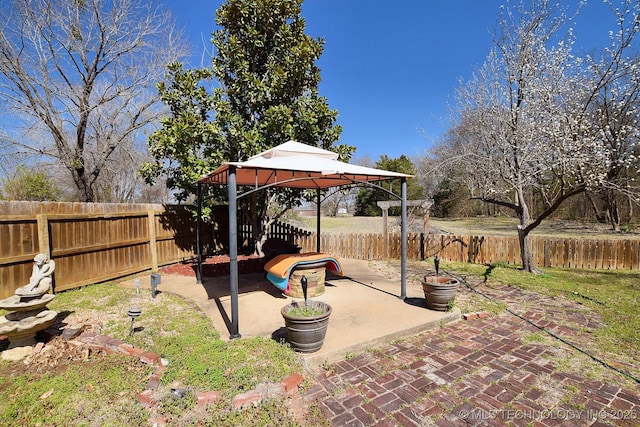 1430 Williams St, Fort Gibson, OK 74434 - view of yard with a patio area, a gazebo, and a fenced backyard