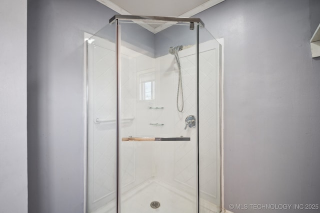 full bath with a shower stall