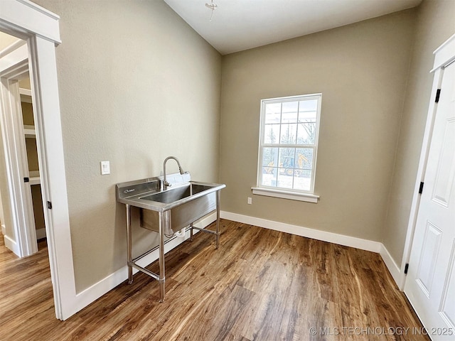 17022 S 579th Rd, Tahlequah, OK 74464 - washroom featuring baseboards and wood finished floors