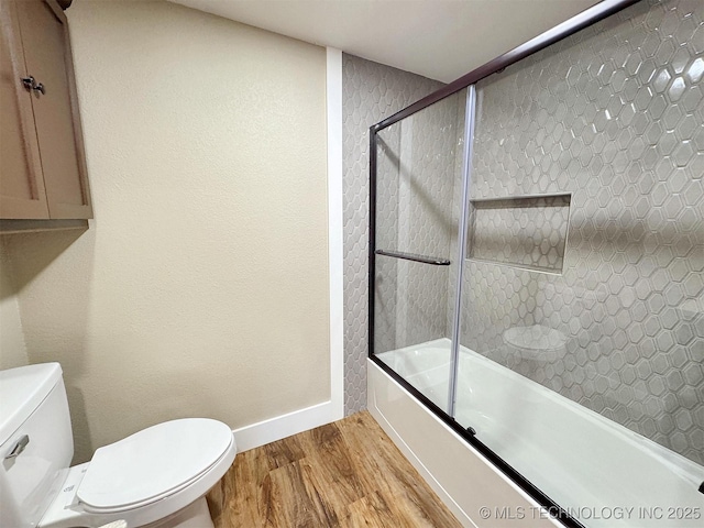 17022 S 579th Rd, Tahlequah, OK 74464 - bathroom featuring wood finished floors and shower / bath combination with glass door