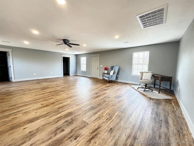 17022 S 579th Rd, Tahlequah, OK 74464 - unfurnished room with wood finished floors, recessed lighting, and ceiling fan