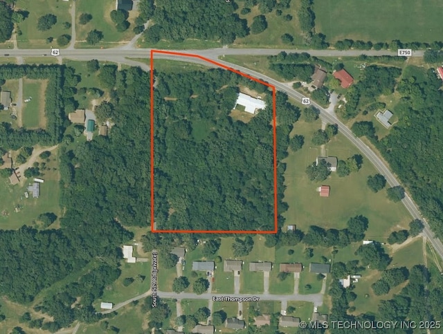 17022 S 579th Rd, Tahlequah, OK 74464 - aerial map of property and surrounding area with property parcel outlined