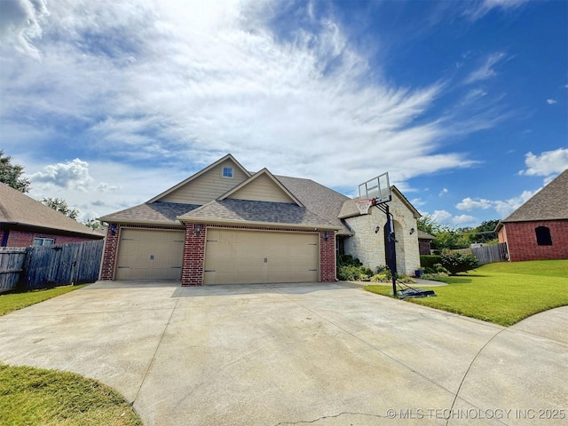 661 Kingston Pl, Tahlequah, OK 74464 - view of front of home featuring brick siding, a shingled roof, an attached garage, and driveway