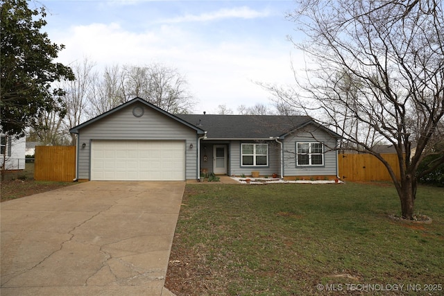 211 W 43rd St, Sand Springs, OK 74063 - ranch-style house featuring a front lawn, an attached garage, fence, and driveway
