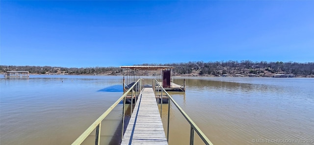 view of dock featuring a water view