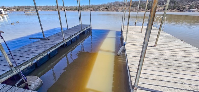view of dock featuring a water view
