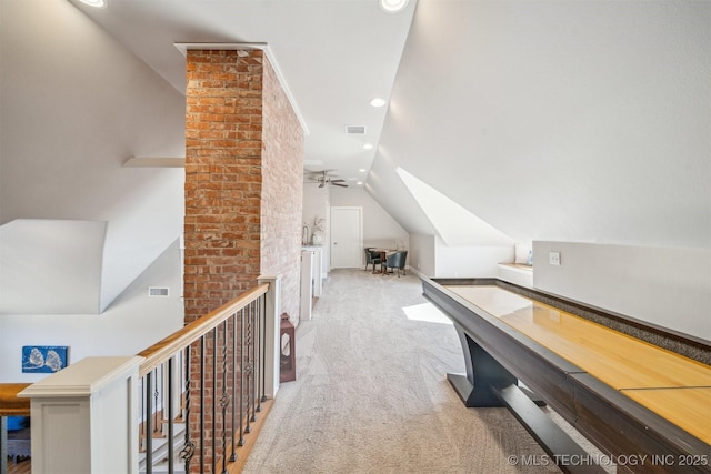 122 Osage Ridge Dr, Sand Springs, OK 74063 - interior space featuring lofted ceiling, recessed lighting, visible vents, and carpet floors