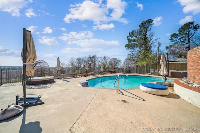 122 Osage Ridge Dr, Sand Springs, OK 74063 - view of swimming pool featuring a patio, a jacuzzi, a fenced backyard, and a fenced in pool