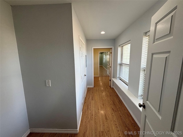 34 S Mount Calvary Rd, Hendrix, OK 74741 - hall with wood finished floors, baseboards, and recessed lighting