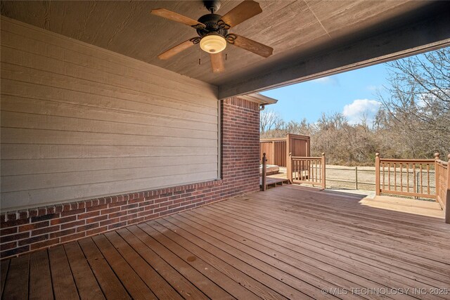 11727 S 91st E Ave, Bixby, OK 74008 - deck featuring ceiling fan