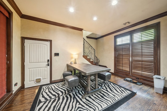 10848 S 95th E Ave, Tulsa, OK 74133 - office space featuring wood finished floors, visible vents, baseboards, and ornamental molding