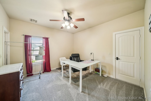 10848 S 95th E Ave, Tulsa, OK 74133 - carpeted office featuring baseboards, a ceiling fan, and visible vents