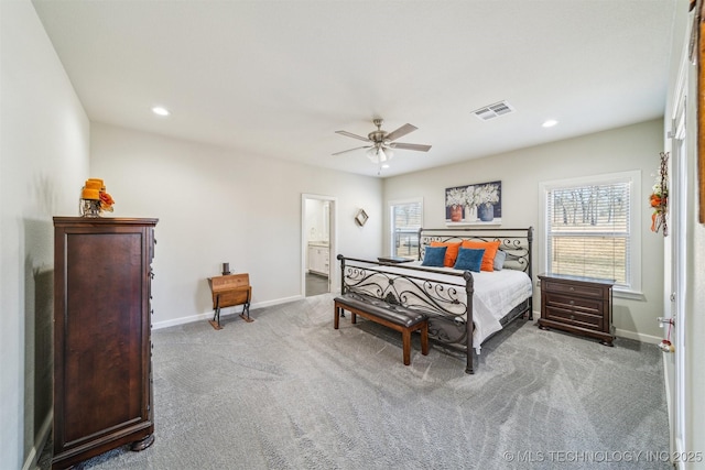 11210 W 178th St, Skiatook, OK 74070 - carpeted bedroom with multiple windows, baseboards, recessed lighting, and ceiling fan
