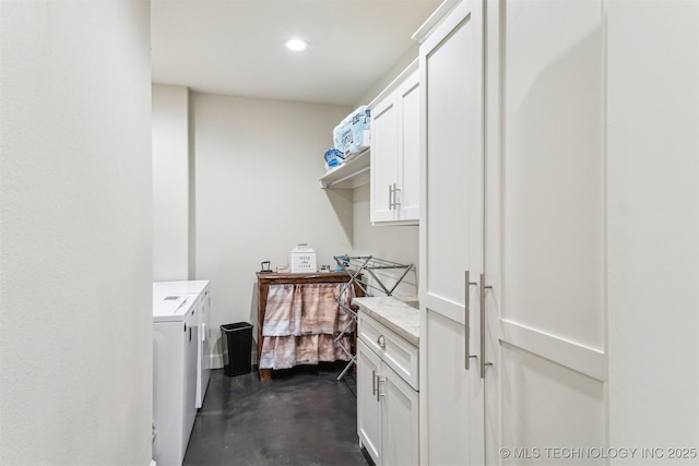 11210 W 178th St, Skiatook, OK 74070 - laundry area with separate washer and dryer, cabinet space, and recessed lighting