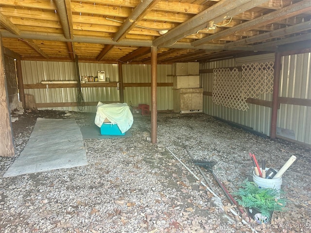 interior space with an exterior structure