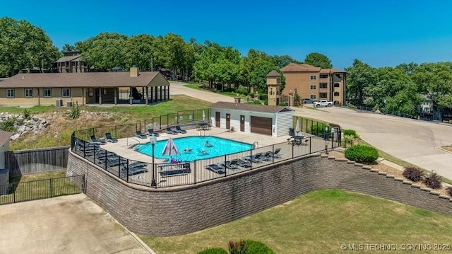 community pool with fence