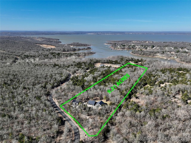 117700 S 4214th Rd, Eufaula, OK 74432 - aerial view of property's location with property boundaries highlighted and a large body of water
