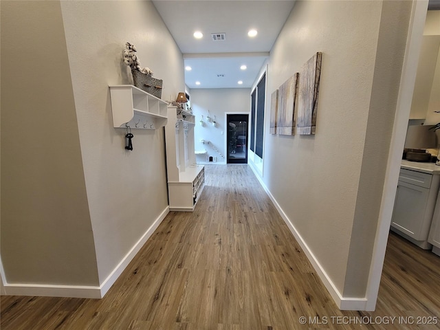 117700 S 4214th Rd, Eufaula, OK 74432 - corridor featuring wood finished floors, baseboards, and recessed lighting