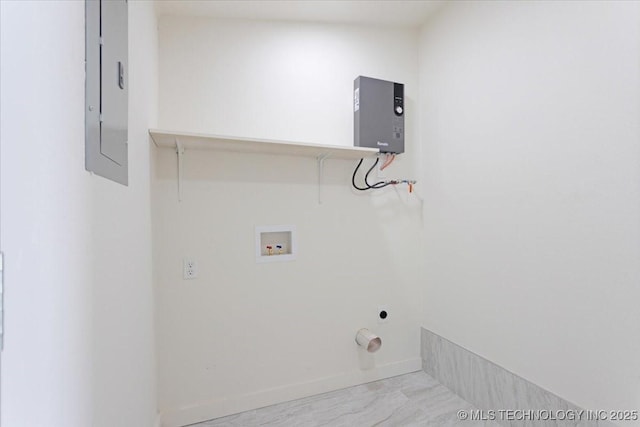 62 Jolene Reid Rd, Mead, OK 73449 - washroom with laundry area, hookup for a washing machine, electric panel, and baseboards