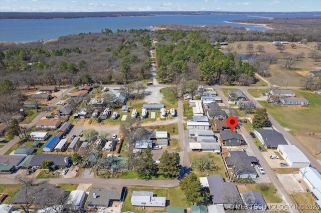 62 Jolene Reid Rd, Mead, OK 73449 - bird's eye view featuring a residential view, a water view, and a wooded view