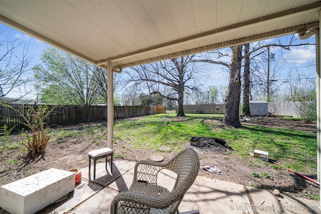 view of patio with a fenced backyard