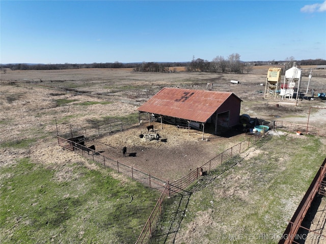 aerial view featuring a rural view
