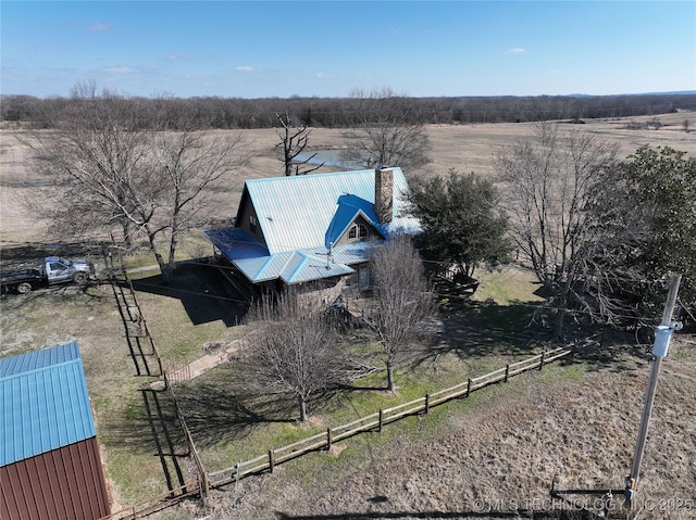 aerial view with a rural view