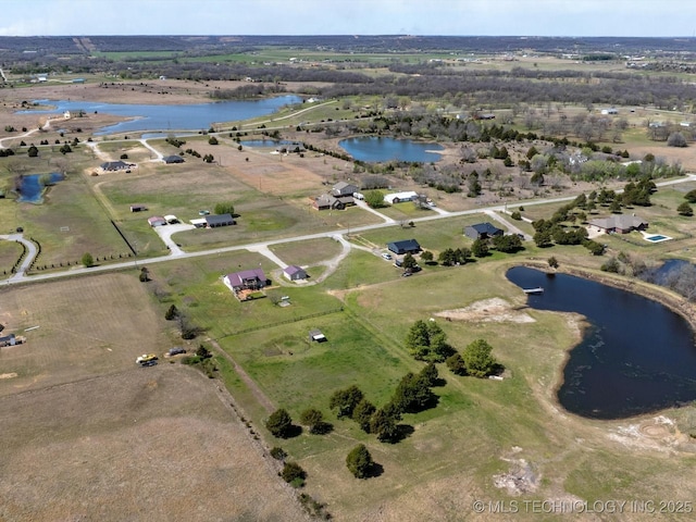 9097 N 50th W St, Sperry, OK 74073 - birds eye view of property featuring a water view