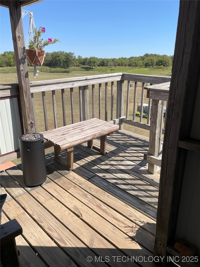 9097 N 50th W St, Sperry, OK 74073 - wooden deck featuring view of scattered trees