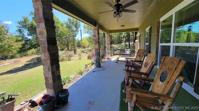 6111 County Road 3605, Ada, OK 74820 - view of patio / terrace featuring covered porch and a ceiling fan