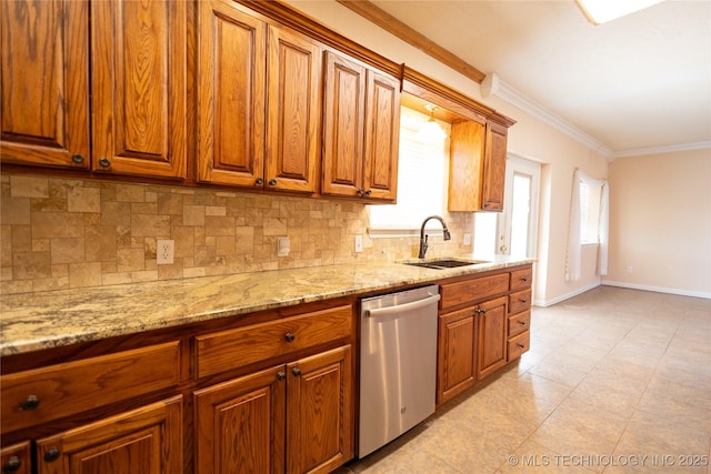 2 Aspen, Davis, OK 73030 - kitchen featuring a sink, brown cabinetry, and dishwasher
