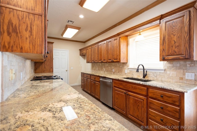 2 Aspen, Davis, OK 73030 - kitchen with a sink, visible vents, light stone countertops, and dishwasher