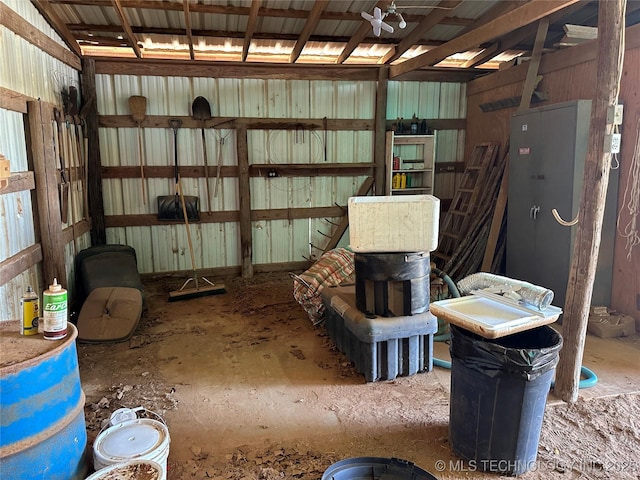 interior space with metal wall
