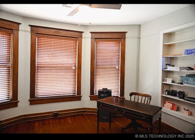 121 F SW, Ardmore, OK 73401 - office with a ceiling fan and wood finished floors