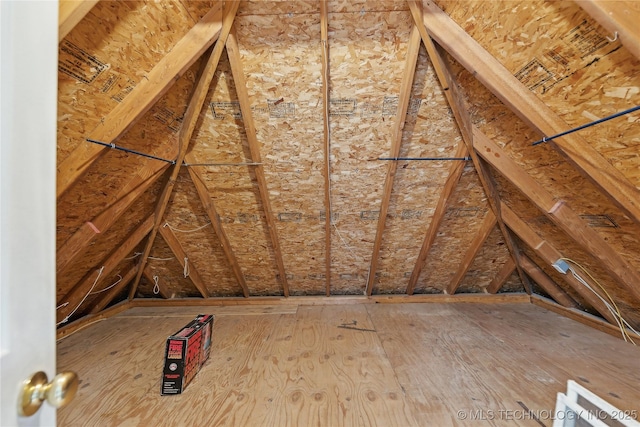 view of unfinished attic
